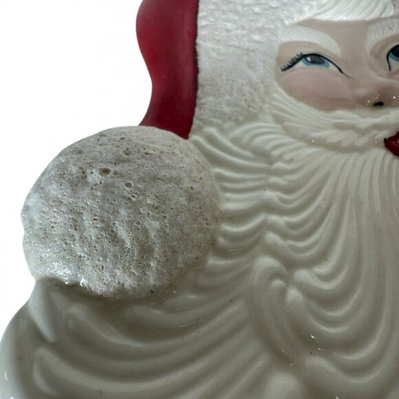 Large Santa Plate Wall Hanging Vintage Atlantic Mold Hand Painted Textured Trim - Picture 7 of 9